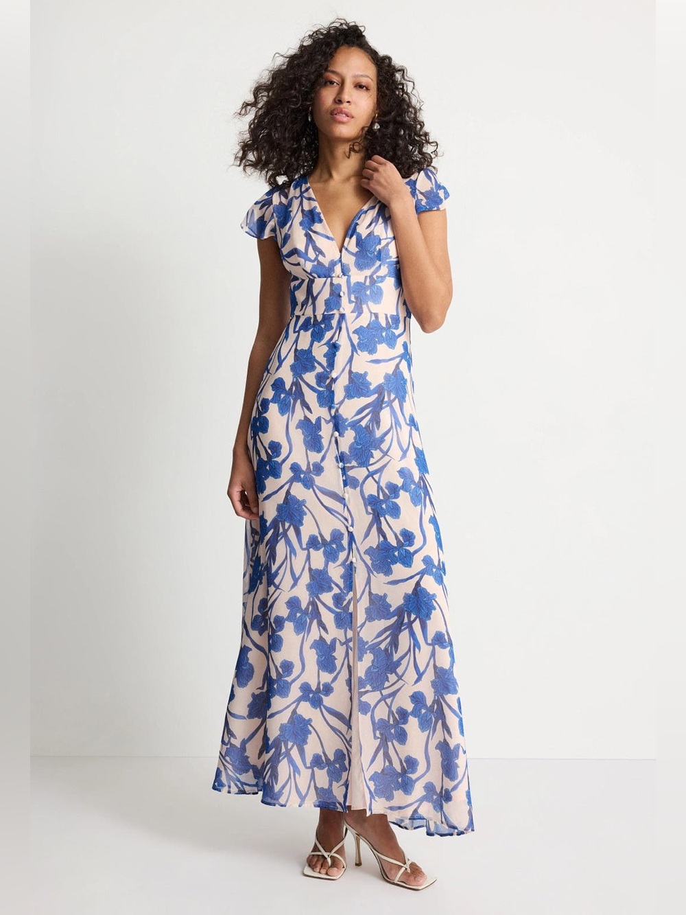 Hutch Nia Floral Dress size 6 Blue Floral V-Neck Maxi Dress - Women - Picture 2 of 15